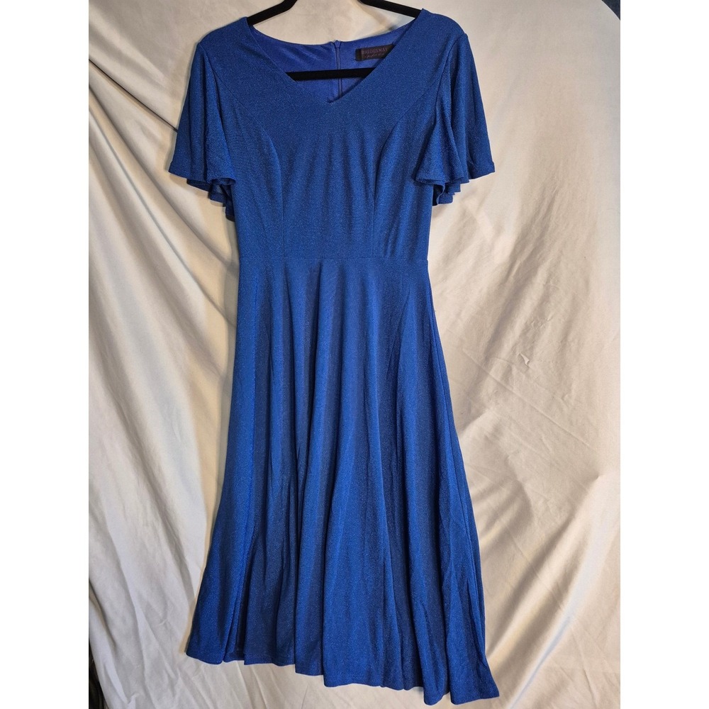 Bridesmay Blue Flutter Sleeve Midi Dress Party Cocktail Career Women's